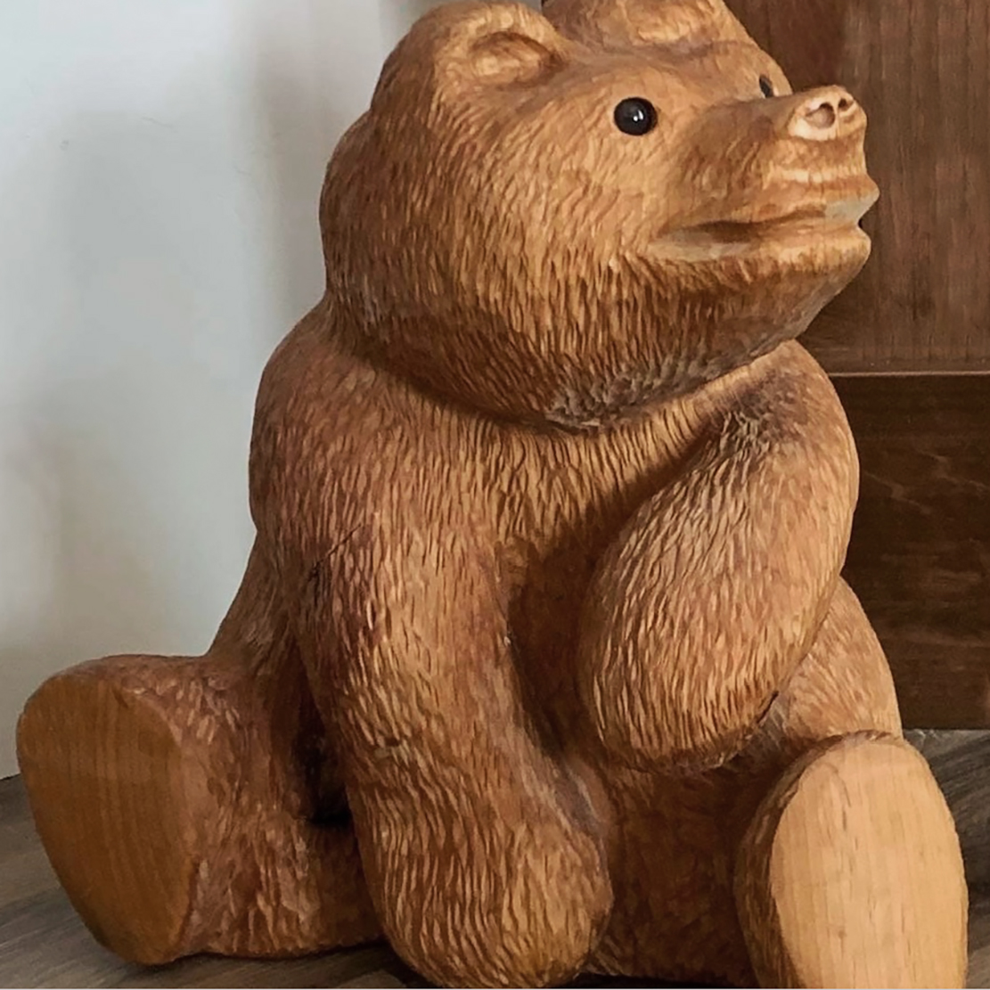 Small bear carvingd from solid wood